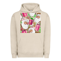 Pigment French Oak Pink Christmas Santa Claus and gift box Urban Hoodie - NancyCooperArtShop