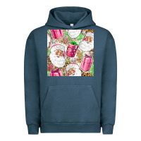 Pigment Midnight Navy Pink Christmas Santa Claus and gift box Urban Hoodie - NancyCooperArtShop