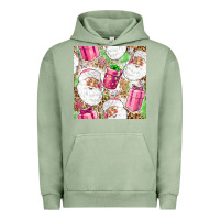 Pigment Oil Green Pink Christmas Santa Claus and gift box Urban Hoodie - NancyCooperArtShop