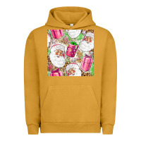 Pigment Peanut Butter Pink Christmas Santa Claus and gift box Urban Hoodie - NancyCooperArtShop