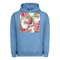 Pigment Pebble Blue Pink Christmas Santa Claus and gift box Urban Hoodie - NancyCooperArtShop