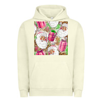 Pigment Pistachio Pink Christmas Santa Claus and gift box Urban Hoodie - NancyCooperArtShop