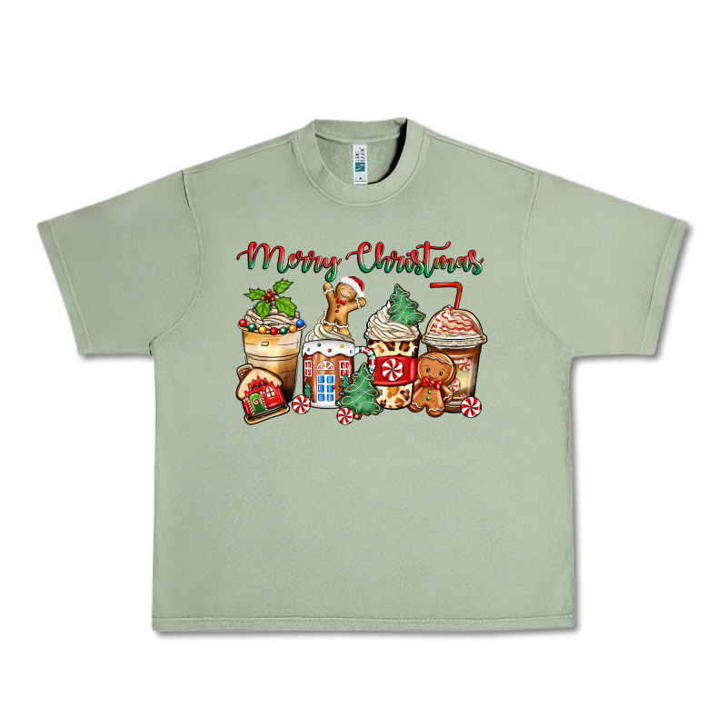 Merry Christmas Gingerbread Coffee Cups Urban Heavy Tee by Zillion Design Studio | Teevron