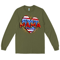 Army Green American mama heart Long Sleeve Tee - Zillion Design Studio