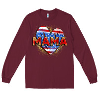 Burgundy American mama heart Long Sleeve Tee - Zillion Design Studio