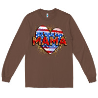 Chestnut American mama heart Long Sleeve Tee - Zillion Design Studio