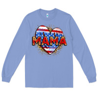 Colony Blue American mama heart Long Sleeve Tee - Zillion Design Studio