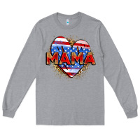 Heather Grey American mama heart Long Sleeve Tee - Zillion Design Studio