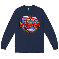 Navy American mama heart Long Sleeve Tee - Zillion Design Studio