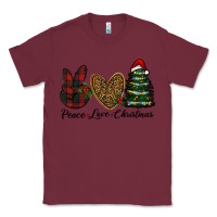 Burgundy peace love christmas Classic Tee - RanaPortraitStore