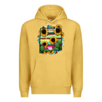 Antique Gold New Mexico Map Sunflower Cactus Serape Premium Hoodie - RanaPortraitStore