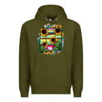 Army Green New Mexico Map Sunflower Cactus Serape Premium Hoodie - RanaPortraitStore