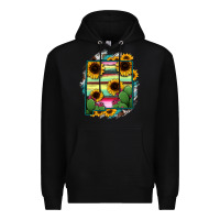Black New Mexico Map Sunflower Cactus Serape Premium Hoodie - RanaPortraitStore