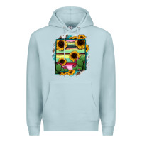 Blue Mist New Mexico Map Sunflower Cactus Serape Premium Hoodie - RanaPortraitStore