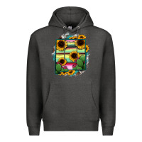 Charcoal Heather New Mexico Map Sunflower Cactus Serape Premium Hoodie - RanaPortraitStore