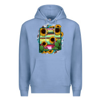 Colony Blue New Mexico Map Sunflower Cactus Serape Premium Hoodie - RanaPortraitStore