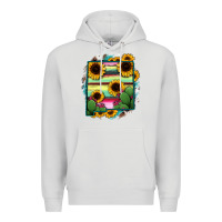 Dove Grey New Mexico Map Sunflower Cactus Serape Premium Hoodie - RanaPortraitStore