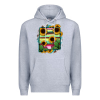 Heather Grey New Mexico Map Sunflower Cactus Serape Premium Hoodie - RanaPortraitStore