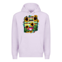 Lilac New Mexico Map Sunflower Cactus Serape Premium Hoodie - RanaPortraitStore