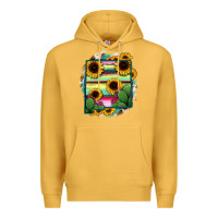 Mustard New Mexico Map Sunflower Cactus Serape Premium Hoodie - RanaPortraitStore