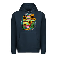 Navy New Mexico Map Sunflower Cactus Serape Premium Hoodie - RanaPortraitStore