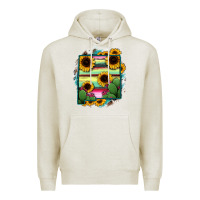 Oatmeal Heather New Mexico Map Sunflower Cactus Serape Premium Hoodie - RanaPortraitStore