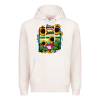 Pale Pink New Mexico Map Sunflower Cactus Serape Premium Hoodie - RanaPortraitStore
