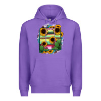 Purple New Mexico Map Sunflower Cactus Serape Premium Hoodie - RanaPortraitStore