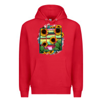 Red New Mexico Map Sunflower Cactus Serape Premium Hoodie - RanaPortraitStore
