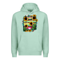 Seafoam New Mexico Map Sunflower Cactus Serape Premium Hoodie - RanaPortraitStore