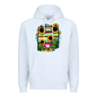 White New Mexico Map Sunflower Cactus Serape Premium Hoodie - RanaPortraitStore