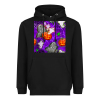 Black tombstone and ghosts seamless paternal Heavyweight Hoodie - BundleAndBundleShop