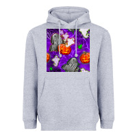 Heather Grey tombstone and ghosts seamless paternal Heavyweight Hoodie - BundleAndBundleShop