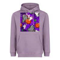 Lavender tombstone and ghosts seamless paternal Heavyweight Hoodie - BundleAndBundleShop