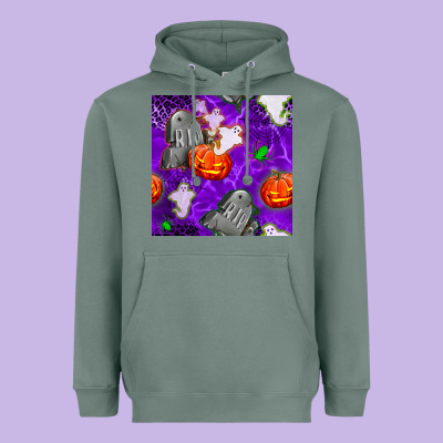 Tombstone And Ghosts Seamless Paternal Heavyweight Hoodie Designed By Bundleandbundleshop