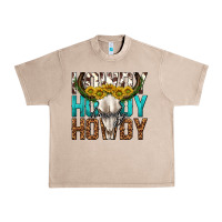 French Oak howdy howdy howdy western bull skull Urban Heavy Tee - texasbilliewilder