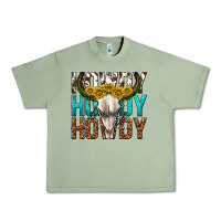 Oil Green howdy howdy howdy western bull skull Urban Heavy Tee - texasbilliewilder