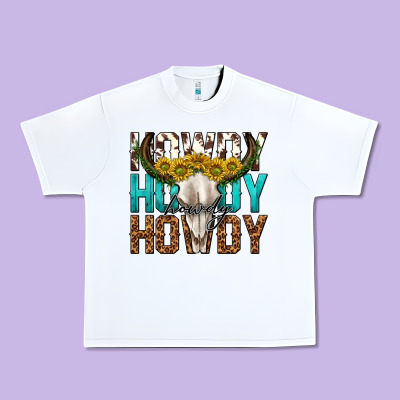Urban Heavy Tee howdy howdy howdy western bull skull