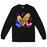 Black American flag heart leopard Long Sleeve Tee - Zillion Design Studio