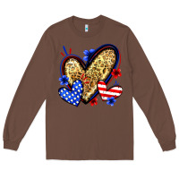 Chestnut American flag heart leopard Long Sleeve Tee - Zillion Design Studio