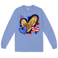 Colony Blue American flag heart leopard Long Sleeve Tee - Zillion Design Studio