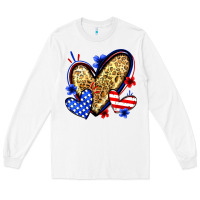 White American flag heart leopard Long Sleeve Tee - Zillion Design Studio
