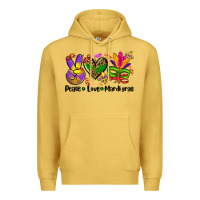 Antique Gold peace love  mardi gras Premium Hoodie - AdoDesignShop