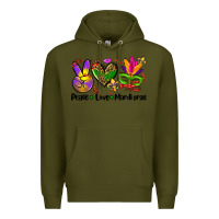 Army Green peace love  mardi gras Premium Hoodie - AdoDesignShop