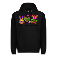 Black peace love  mardi gras Premium Hoodie - AdoDesignShop