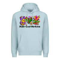Blue Mist peace love  mardi gras Premium Hoodie - AdoDesignShop