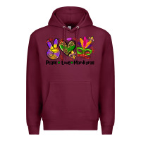 Burgundy peace love  mardi gras Premium Hoodie - AdoDesignShop