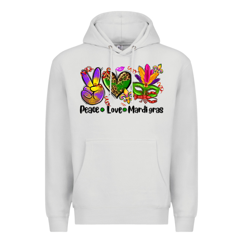 Peace Love  Mardi Gras Premium Hoodie by AdoDesignShop | Teevron