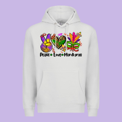 Peace Love  Mardi Gras Premium Hoodie Designed By Adodesignshop