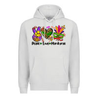 Dove Grey peace love  mardi gras Premium Hoodie - AdoDesignShop